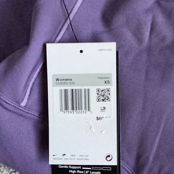 Nike Women's Zenvy Gentle-Support High-Waisted 8" Biker Shorts, XS, Violet, NWT - Picture 7 of 7